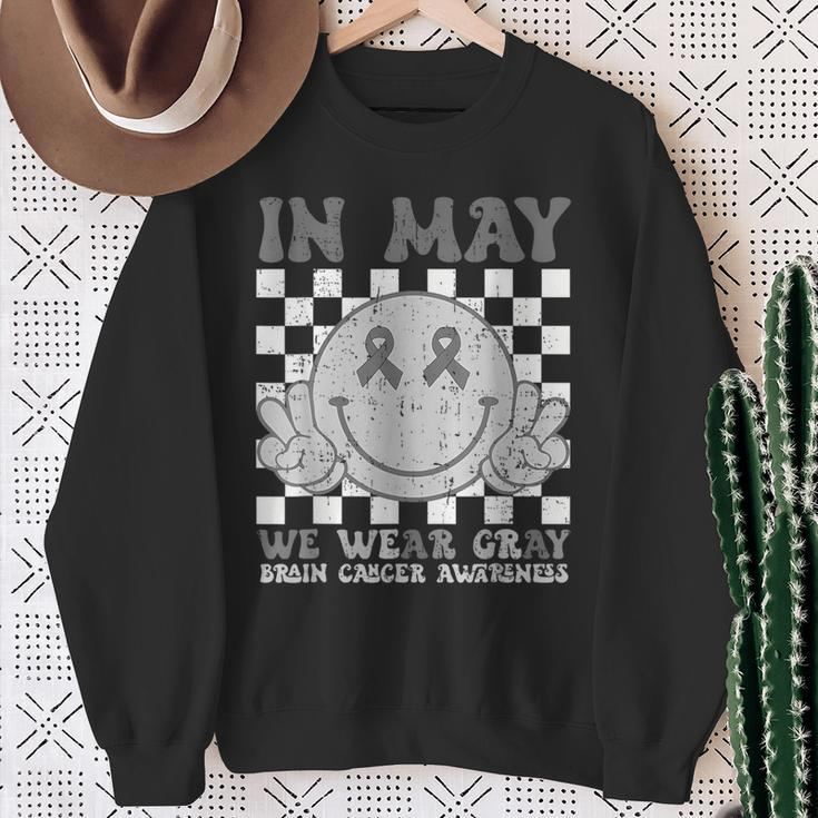 In May We Wear Gray Brain Cancer Tumor Awareness Sweatshirt Gifts for Old Women