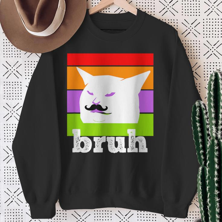 Meme Saying Bruh With Cat-Cinco De Mayo-Mexican Fiesta Sweatshirt Gifts for Old Women
