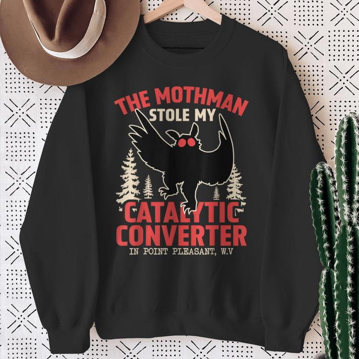 Mothman Stole My Catalytic Converter Mothman Cryptid Sweatshirt Gifts for Old Women