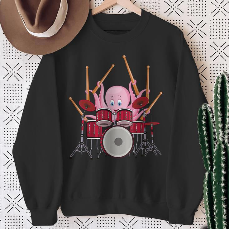 Octopus Playing Drums Musician Band Octopus Drummer Sweatshirt Gifts for Old Women