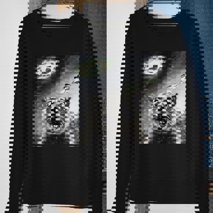 Raccoon Ufo Alien Selfie Photo Of Raccoon With Ufo Sweatshirt Gifts for Old Women