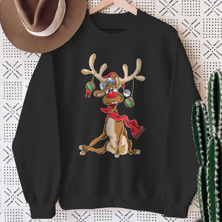 Reindeer Christmas Antlers Short Sleeve Sweatshirt Geschenke für alte Frauen