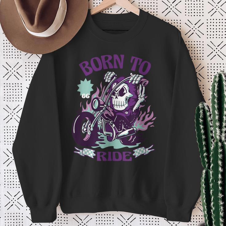 Skeleton Biker Fan & Vintage Skull Biker Sweatshirt Gifts for Old Women