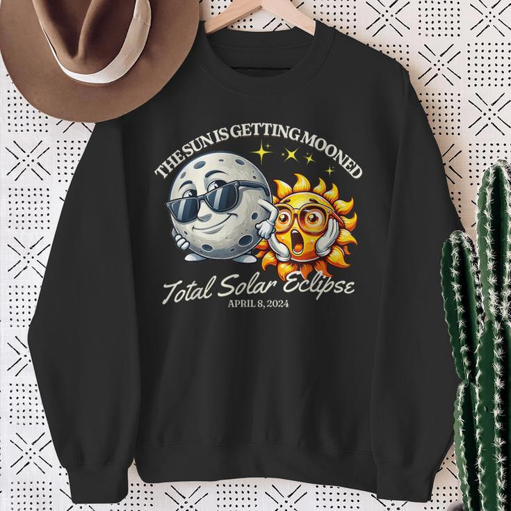 Solar Eclipse April 2024 Sun Is Getting Mooned Sweatshirt Gifts for Old Women