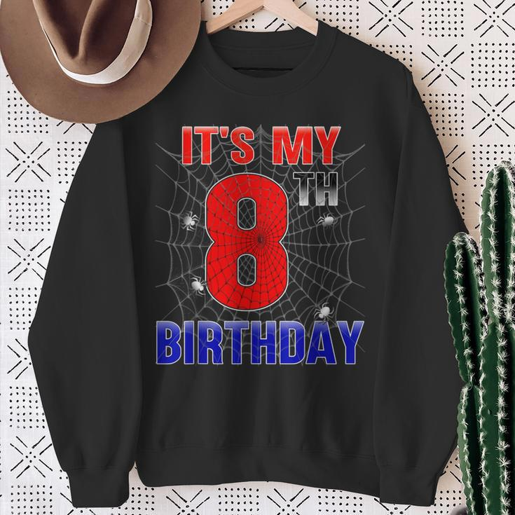 Spider Web 8 Year Old It's My 8Th Birthday Boy Sweatshirt Gifts for Old Women