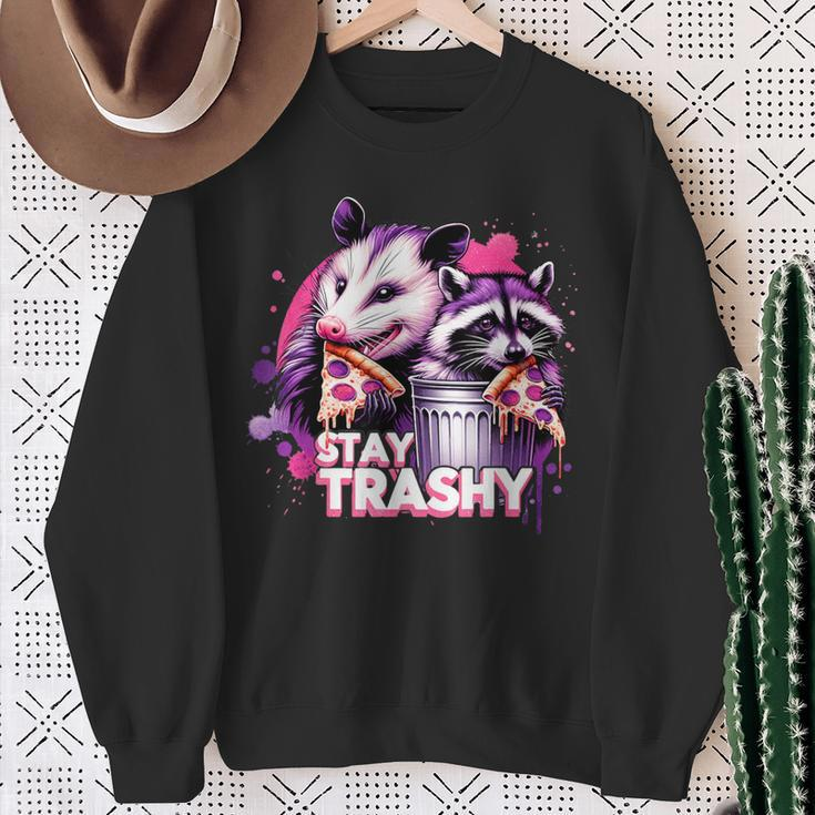 Stay Trashy Raccoons Opossums Possums Animals Lover Sweatshirt Gifts for Old Women