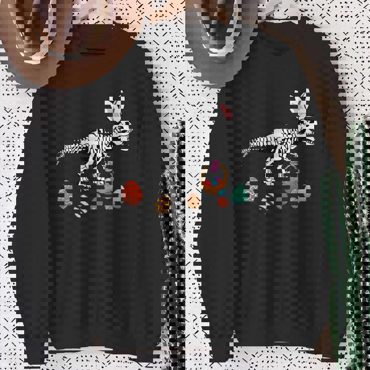 T Rex Easter Skeleton Bunny Basket Egg Hunt Easter Day Sweatshirt Gifts for Old Women