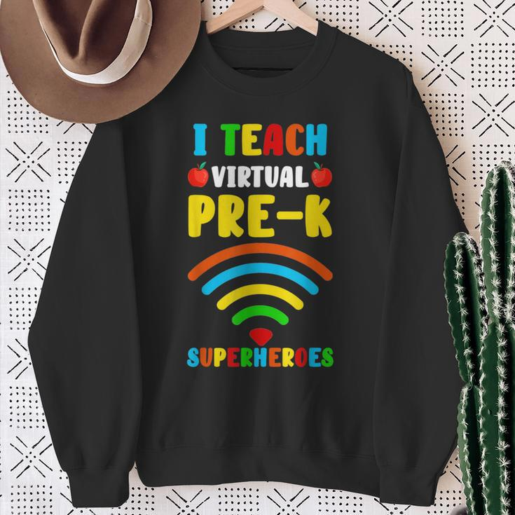 Teaching With My Virtual Pre-K Superheroes Sweatshirt Gifts for Old Women
