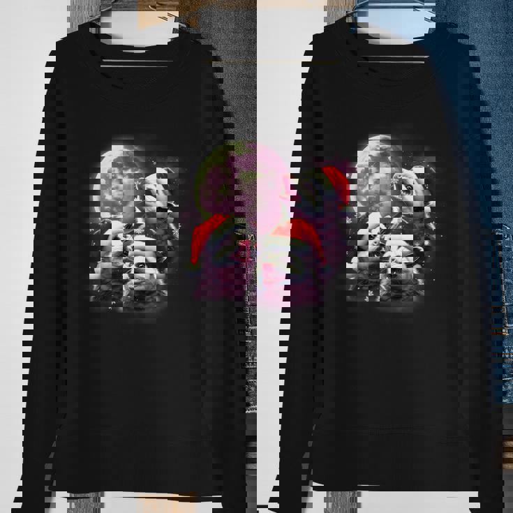 Three Opossum Moon Santa Hat Christmas Possum Sweatshirt Gifts for Old Women
