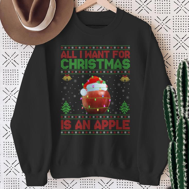 Ugly All I Want For Christmas Is A Apple Sweatshirt Gifts for Old Women