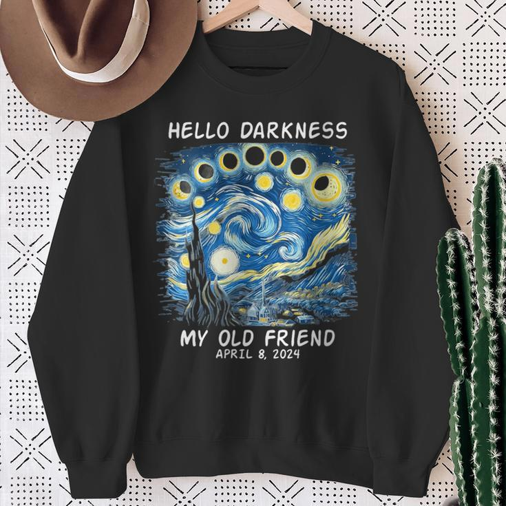 Van Gogh Hello Darkness My Old Friend Solar Eclipse Sweatshirt Gifts for Old Women