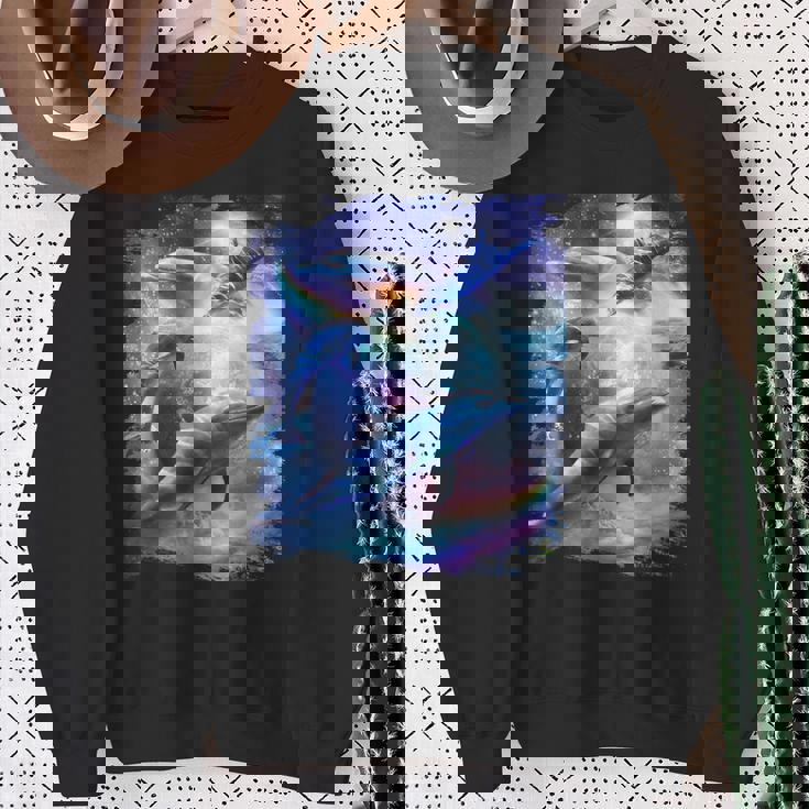 Galaxy Dolphin Dolphins In Space Sweatshirt Gifts for Old Women