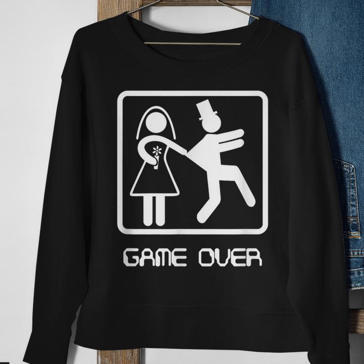 Game Over Video Gamer Bachelor Wedding Groom Sweatshirt Gifts for Old Women