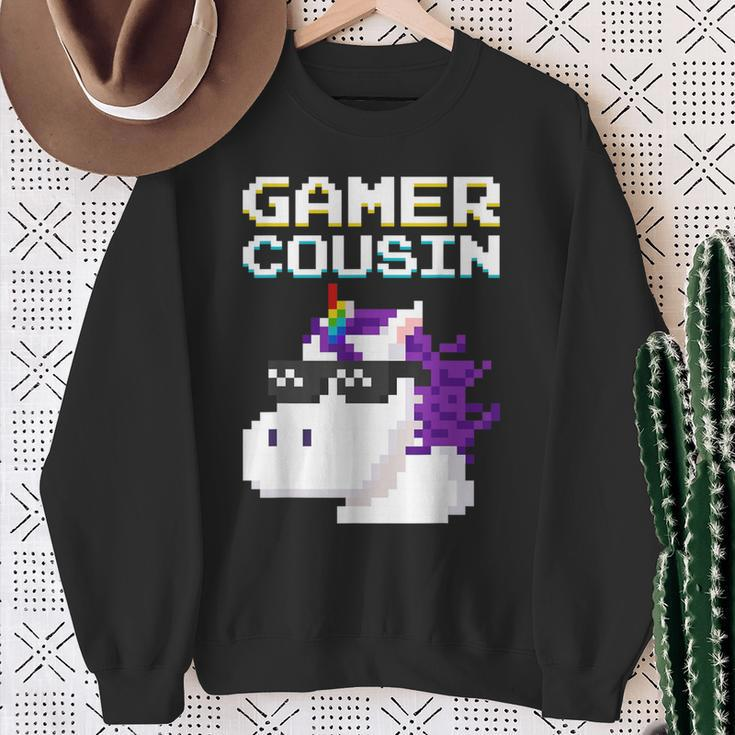 Gamer Cousin Einhorn Pixel Geschenk Multiplayer Nerd Geek Sweatshirt Geschenke für alte Frauen