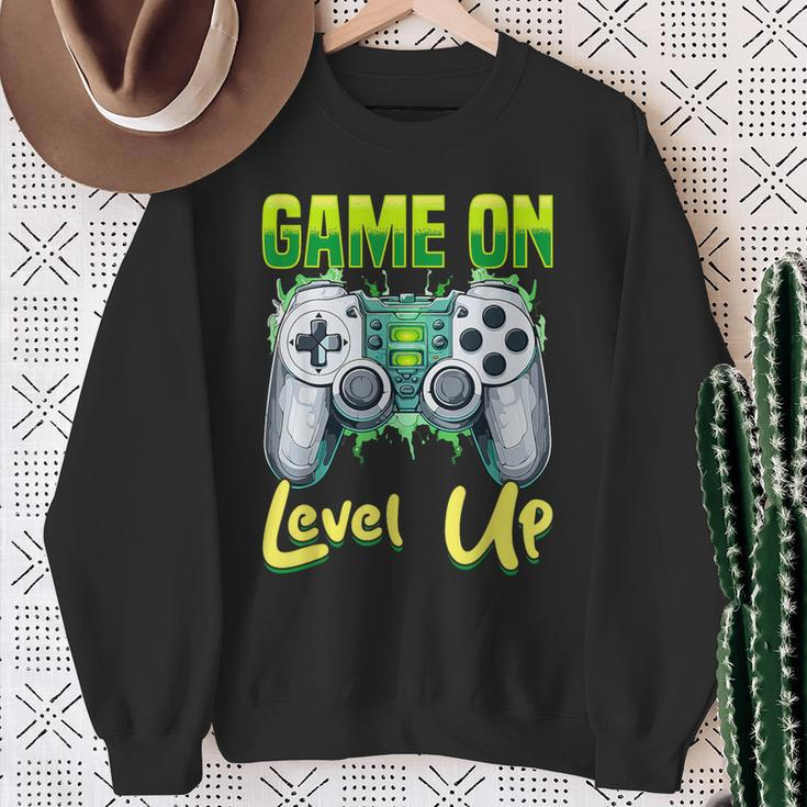 Gamer Gaming Game On Level Up Sweatshirt Gifts for Old Women