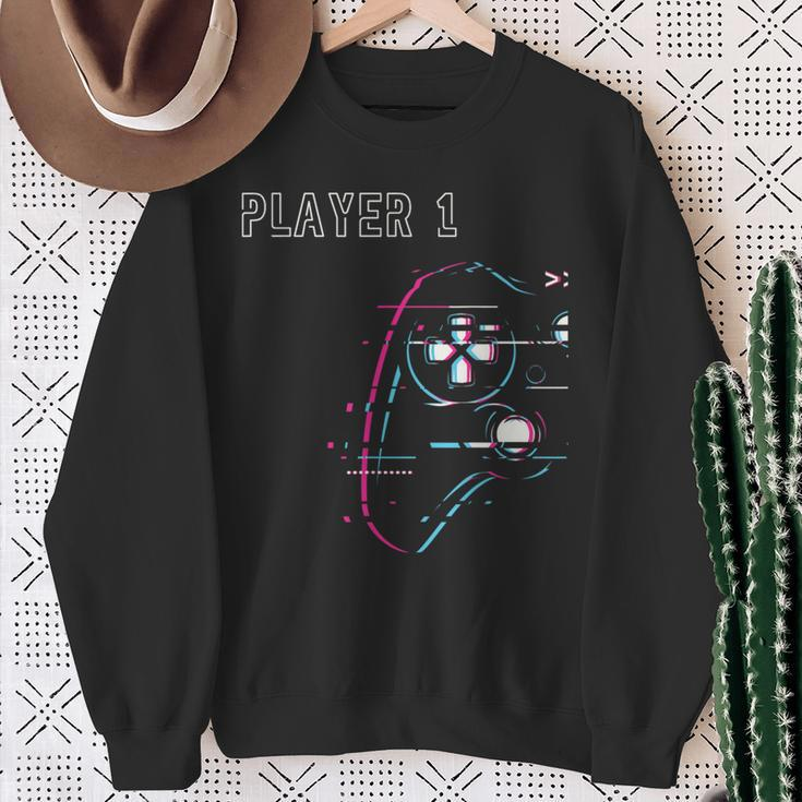 Gamer Team Player 1 Player 2 Gamer Team Sweatshirt Geschenke für alte Frauen