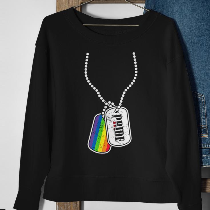 Gay Pride Flag Lgbt Military Dog Tag Sweatshirt Gifts for Old Women