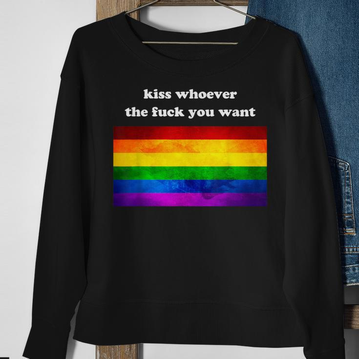 Gay Pride Lgbt Kiss Whoever You Want Sweatshirt Gifts for Old Women