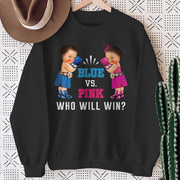 Gender Reveal Blue Vs Pink Ethnic Boxing Babies Sweatshirt Gifts for Old Women