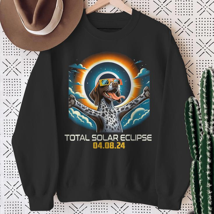German Shorthaired Pointer Dog Selfie Solar Eclipse Sweatshirt Gifts for Old Women