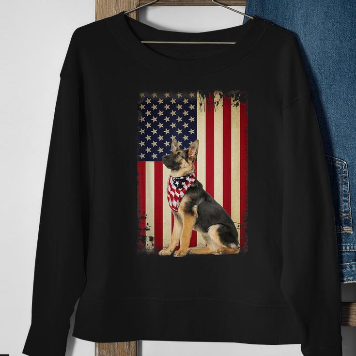 German Shepherd American Flag Independence 4Th Of July Sweatshirt Gifts for Old Women