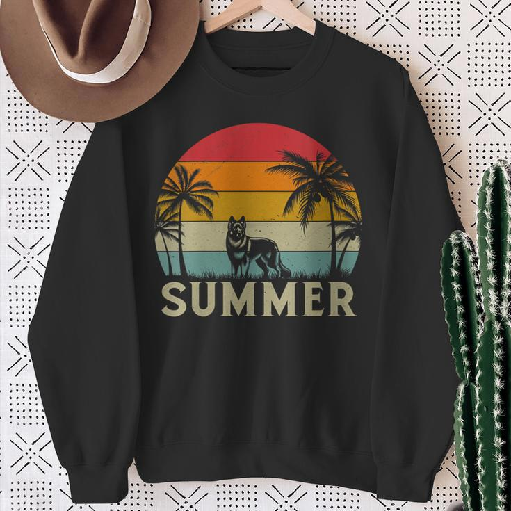 German Shepherd Dog Palm Tree Sunset Beach Vacation Summer Sweatshirt Gifts for Old Women