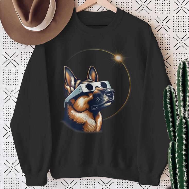 German Shepherd Dog Solar Eclipse 2024 Sweatshirt Gifts for Old Women