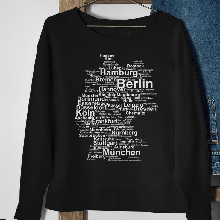 Germany Map Silhouette Towns Cities Berlin Hamburg Travel Sweatshirt Gifts for Old Women