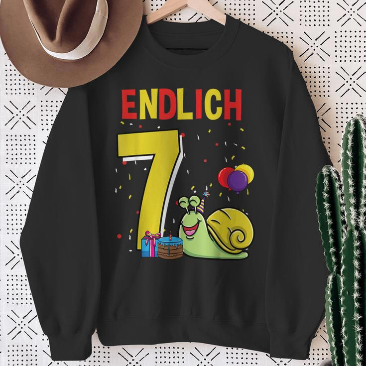 Geschenk 7 Jahre Alt Schnecke Kinder Geburtstag Sweatshirt Geschenke für alte Frauen
