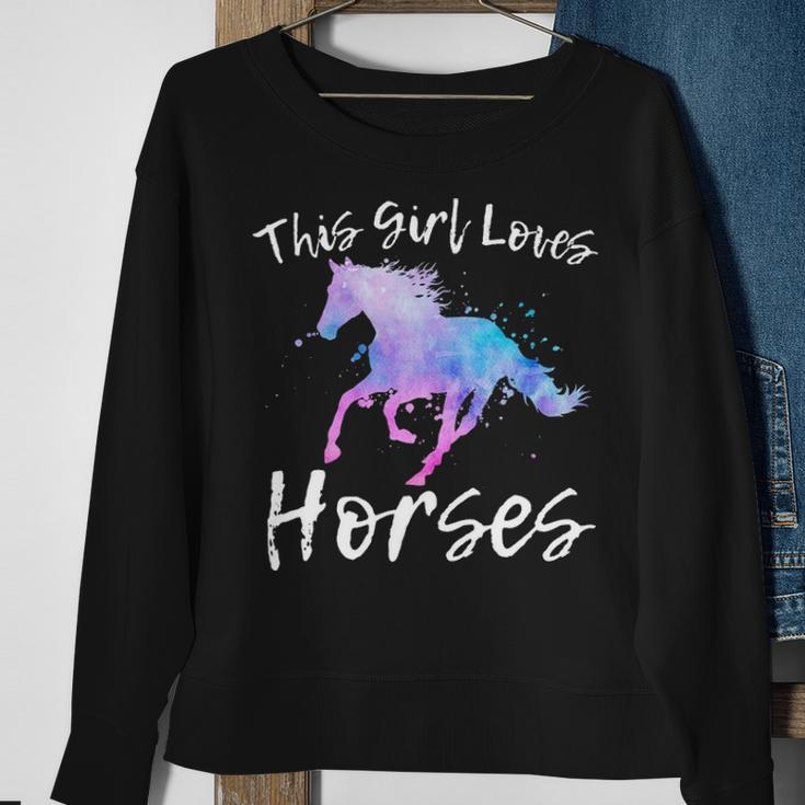 This Girl Loves Horses Equestrian Ridingn Girl Kid Women Sweatshirt Gifts for Old Women