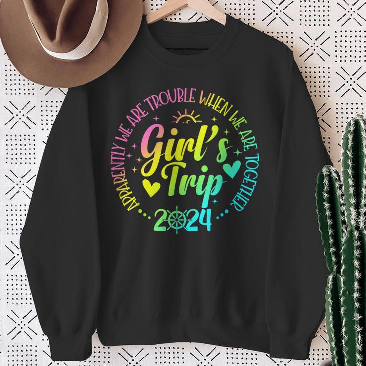 Girls Trip 2024 Apparently We Are Trouble Matching Trip Sweatshirt Gifts for Old Women