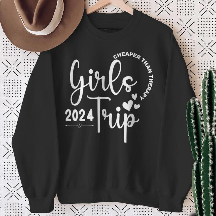 Girls Trip Cheapers Than Therapy 2024 Besties Trip Vacation Sweatshirt Gifts for Old Women