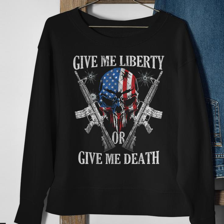 Give Me Liberty Or Give Me Death Skull Ar-15 American Flag Sweatshirt Gifts for Old Women