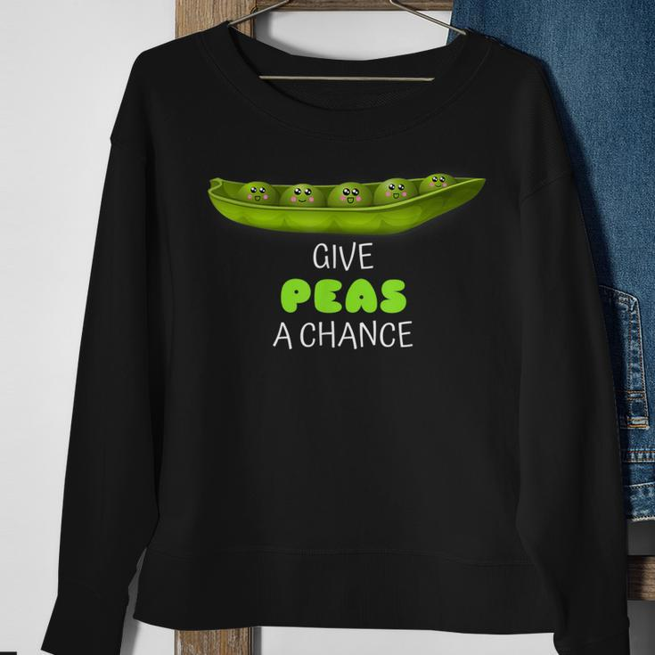 Give Peas A Chance Cute Pea Pun Sweatshirt Gifts for Old Women