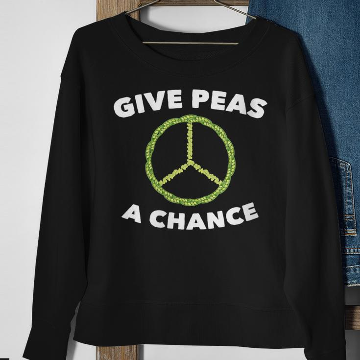 Give Peas A Chance Pun Vegan Vegetarian Sweatshirt Gifts for Old Women