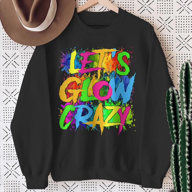 Lets A Glow Crazy Retro Colorful Quote Group Team Tie Dye Sweatshirt Gifts for Old Women