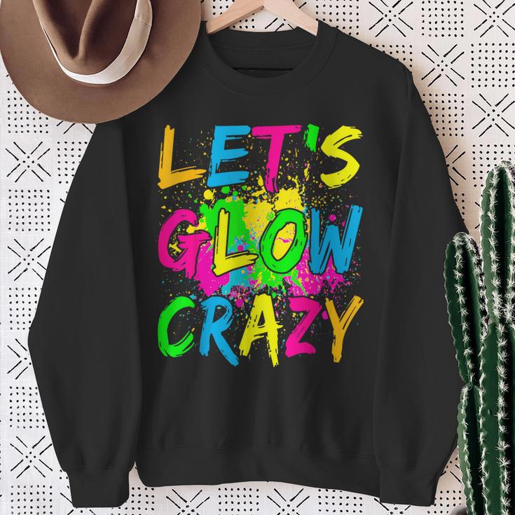 Lets A Glow Crazy Retro Colorful Quote Group Team Tie Dye Sweatshirt Gifts for Old Women