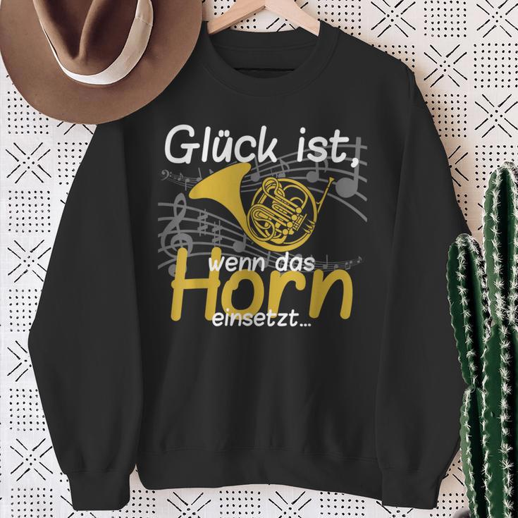 Glück Ist Wenn Das Horn Einsatzt Musician Hornist Sweatshirt Geschenke für alte Frauen