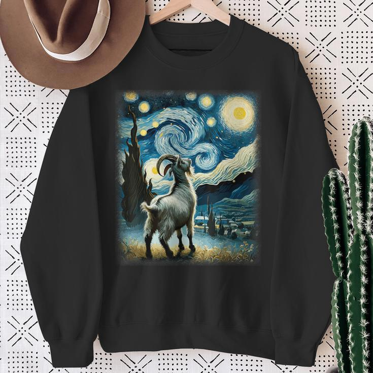 Goat Star Gazer Artistic Van Gogh Style Starry Night Goat Sweatshirt Gifts for Old Women