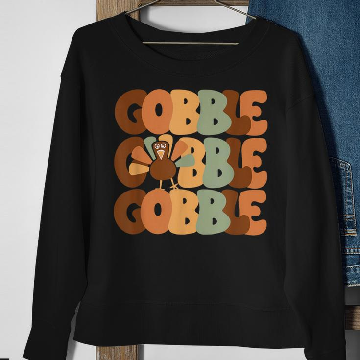 Gobble Turkey Day Happy Thanksgiving Sweatshirt Gifts for Old Women