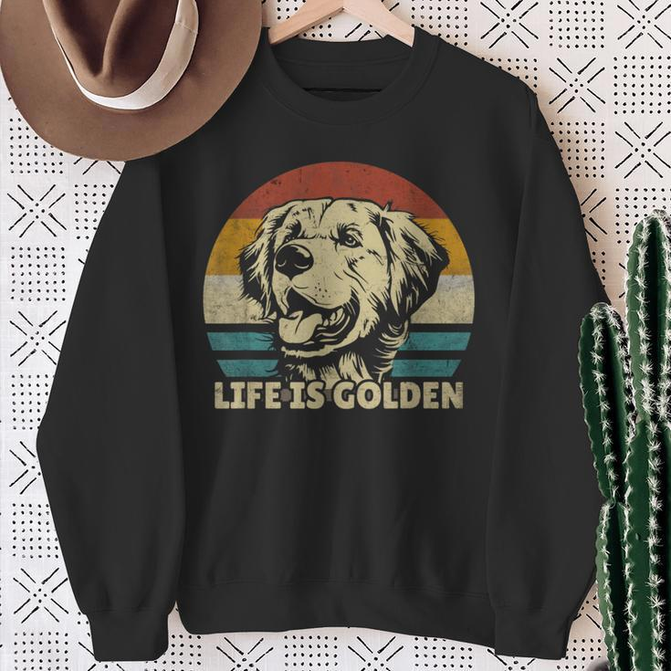 Golden Retriever Dog Life Is Golden Retro Vintage Sweatshirt Geschenke für alte Frauen