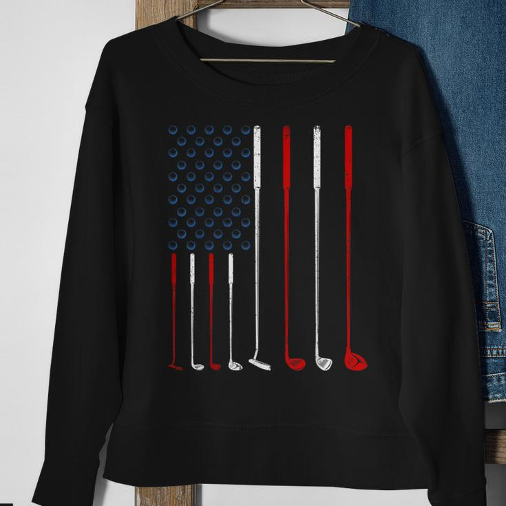 Golf Clubs American Flag Sweatshirt Gifts for Old Women