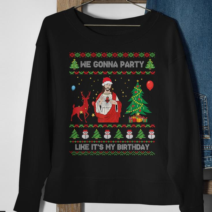 We Gonna Party Like It's My Birthday Jesus Ugly Christmas Sweatshirt Gifts for Old Women