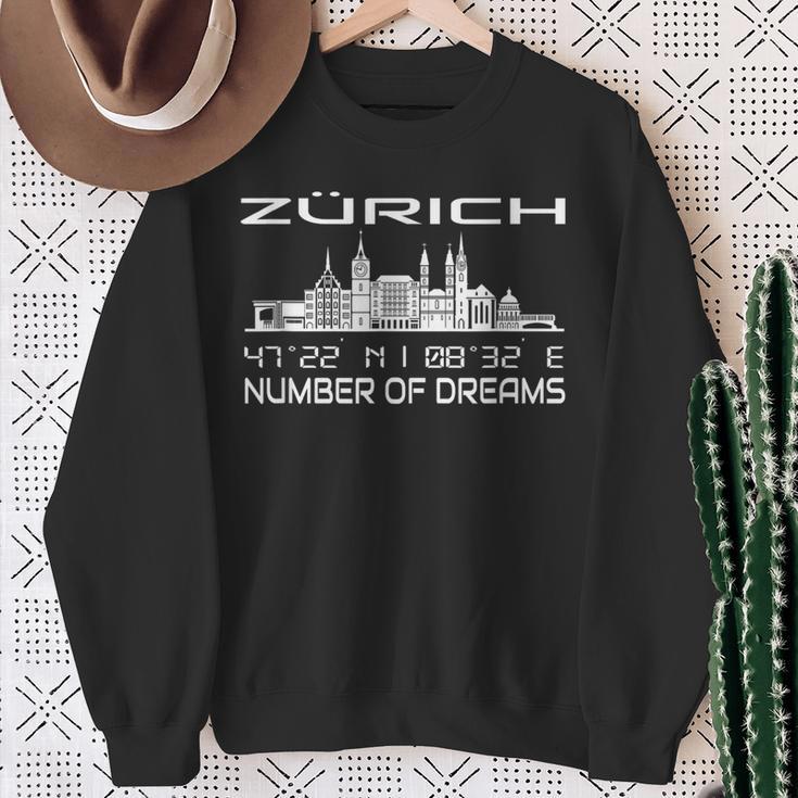 With Gps Coordinates Geography Switzerland Home City Of Zurich Sweatshirt Geschenke für alte Frauen