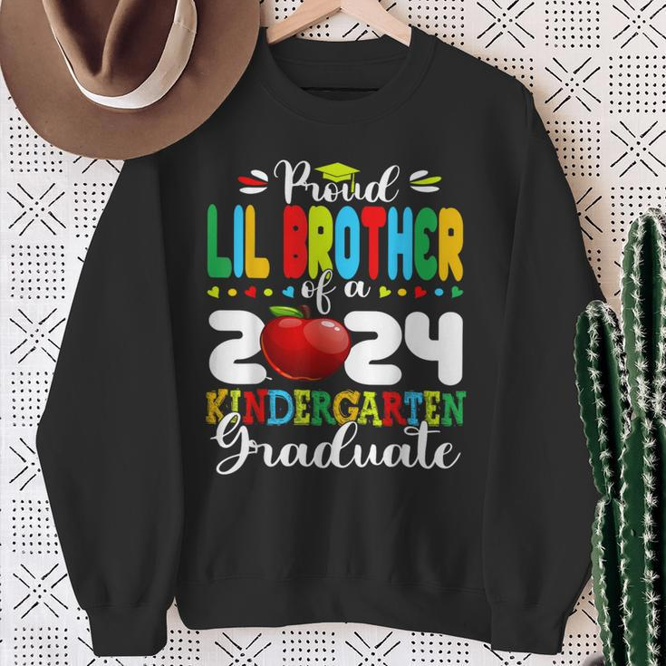 Graduation Proud Lil Brother Of A 2024 Kindergarten Graduate Sweatshirt Gifts for Old Women