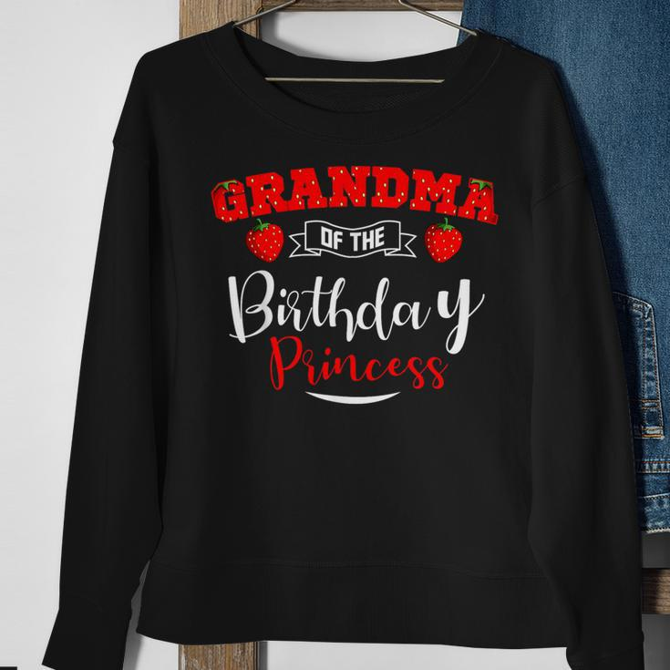 Grandma Of The Birthday Princess Strawberry Theme Bday Party Sweatshirt Gifts for Old Women