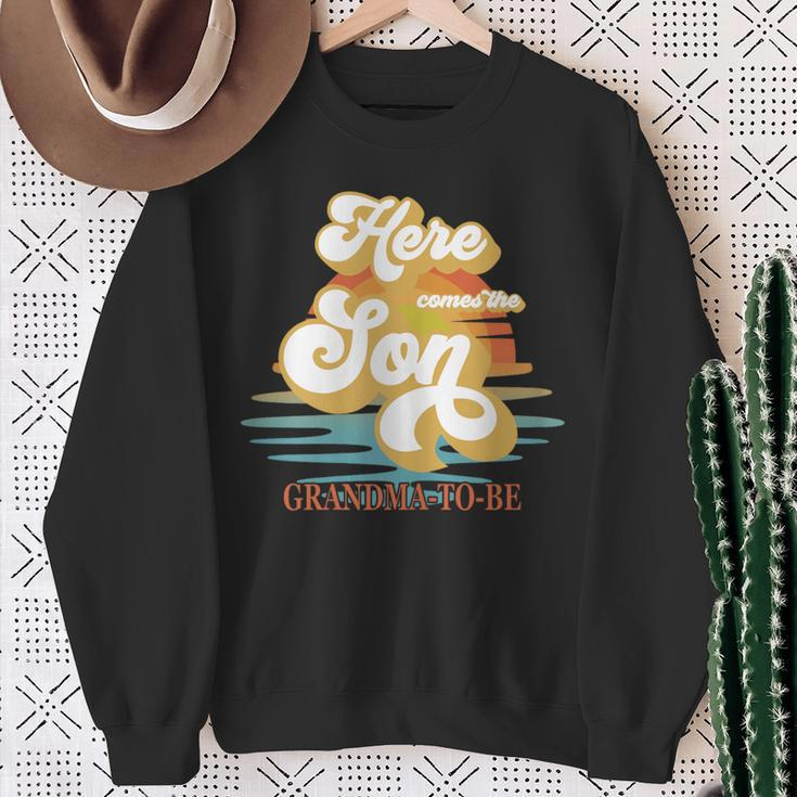 Grandma Here Comes The Son Baby Shower Family Matching Sweatshirt Gifts for Old Women