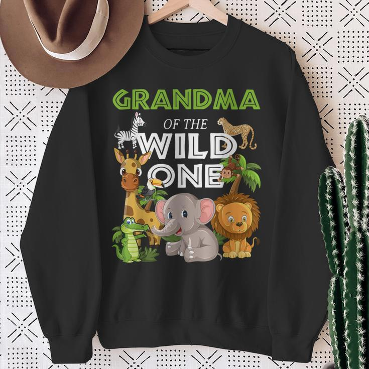 Grandma Of The Wild One Zoo Birthday Safari Jungle Animal Sweatshirt Gifts for Old Women