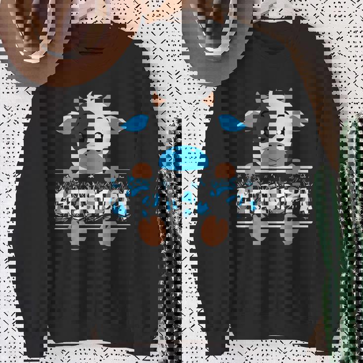 Grandpa Of The Birthday Boy Cow Family Party Sweatshirt Gifts for Old Women