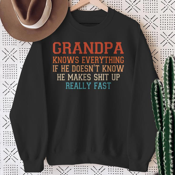 Grandpa Knows Everything Makes Vintage Father's Day Sweatshirt Gifts for Old Women